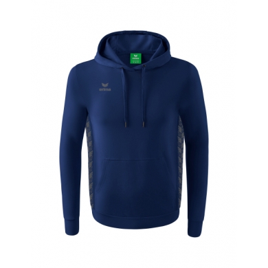 Erima Kapuzenpullover Essential Team Kapuzensweat (weiche Baumwolle, Rippbündchen) navyblau/grau Herren